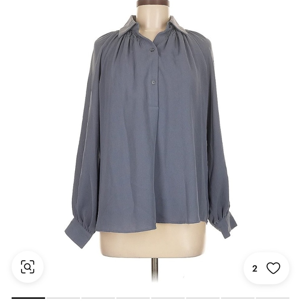 Elegant Gray Women's Max Studio Popover Tunic Blouse/Modest